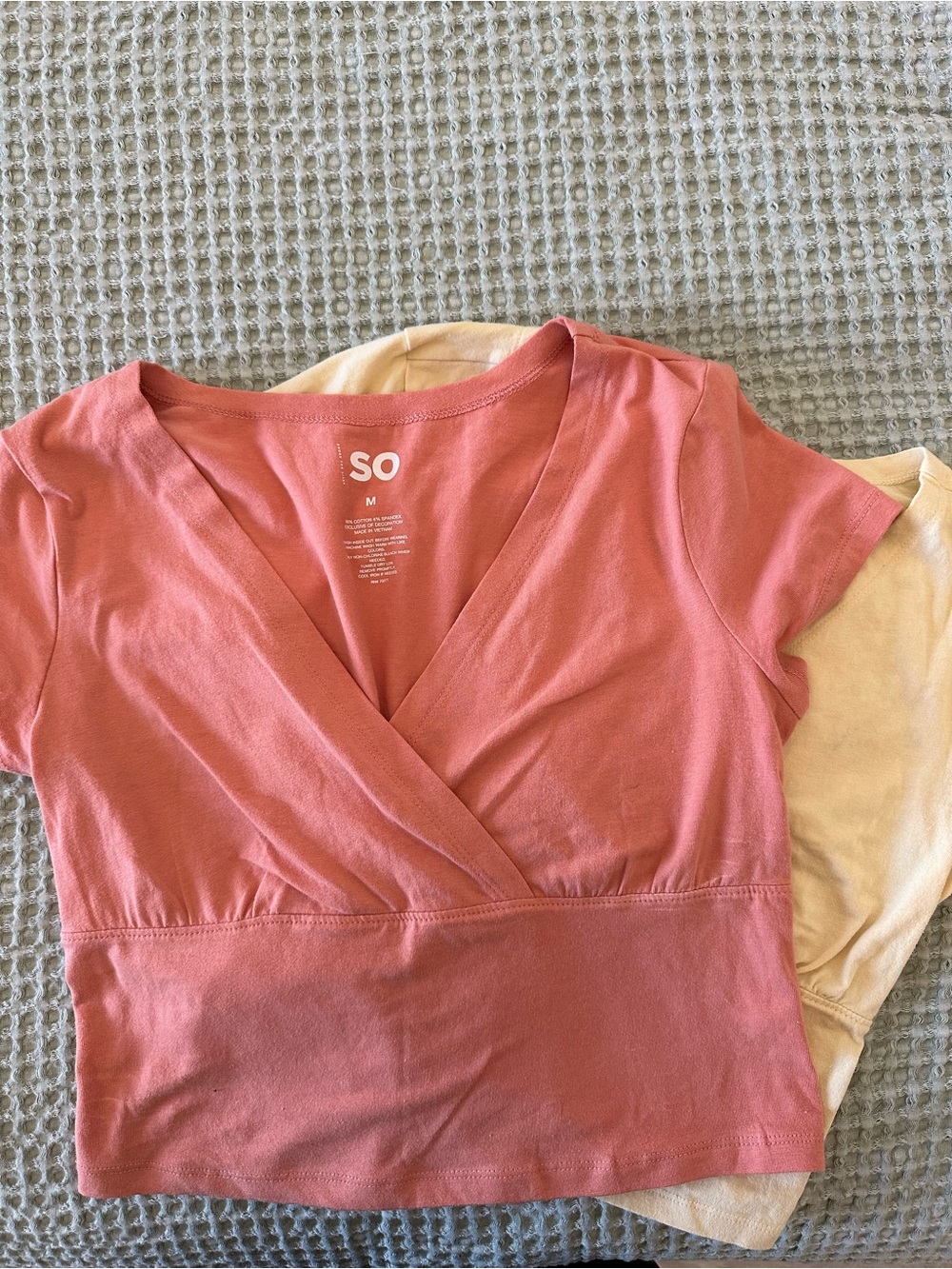 SO BUNDLE- Coral Pink & Yellow Wrap Crop Top
